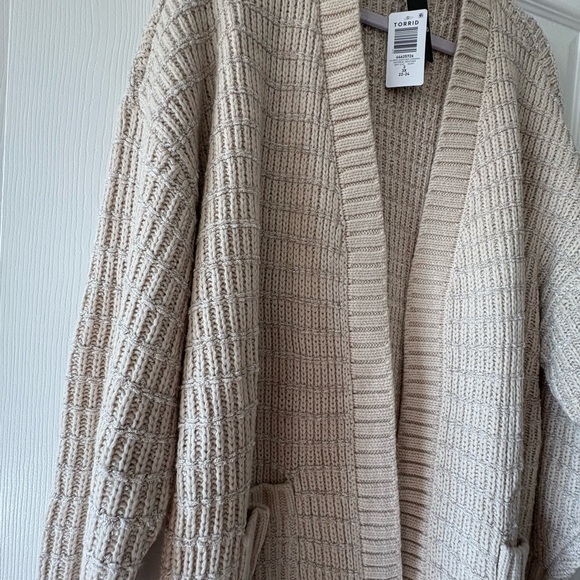 torrid Cream Chunky Open-Front Knit Cardigan - Picture 3 of 3